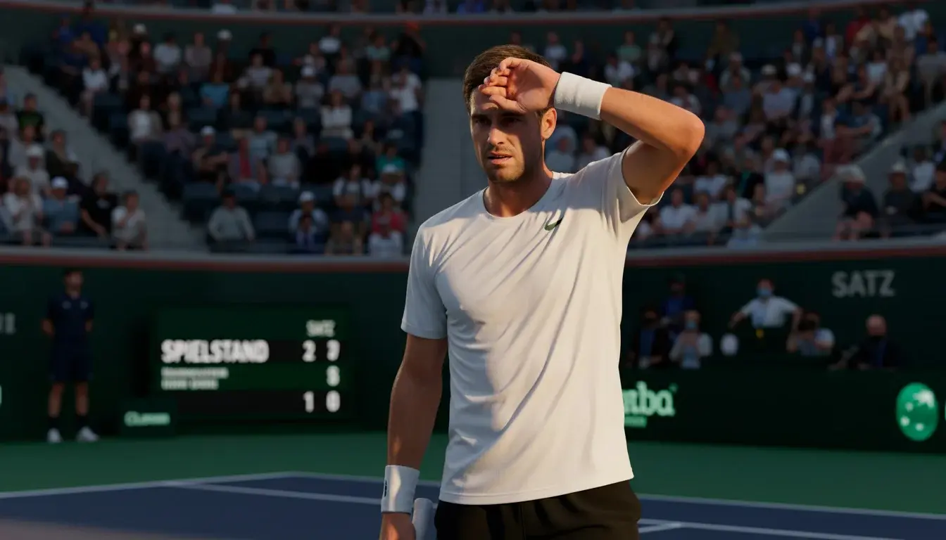 Tennis Live Strategien – Spieler analysiert Momentum während des Matches