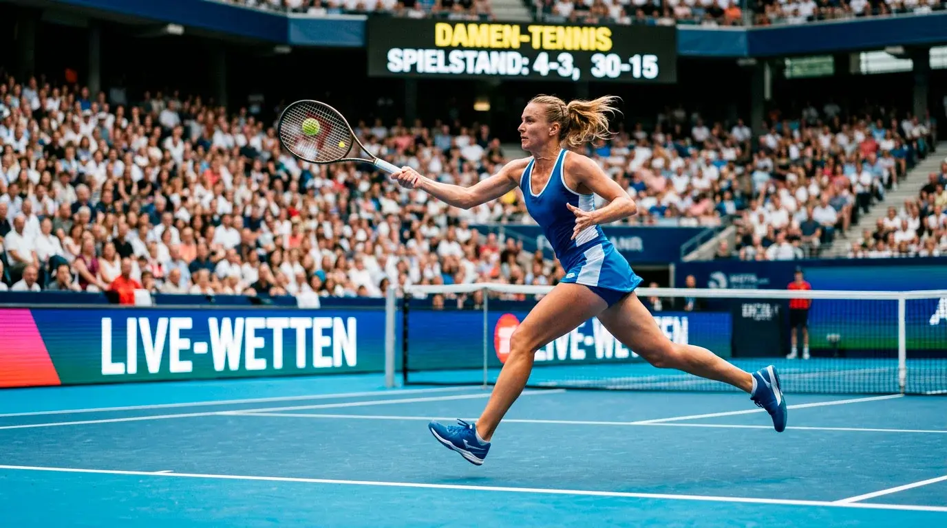 Tennisspielerin schlägt kraftvollen Vorhand auf dem Hartplatz